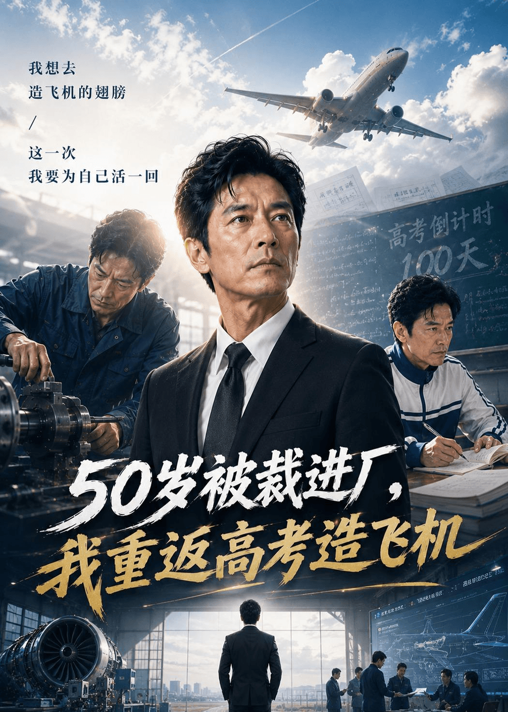 岁被裁进厂，我重返高考造飞机海报